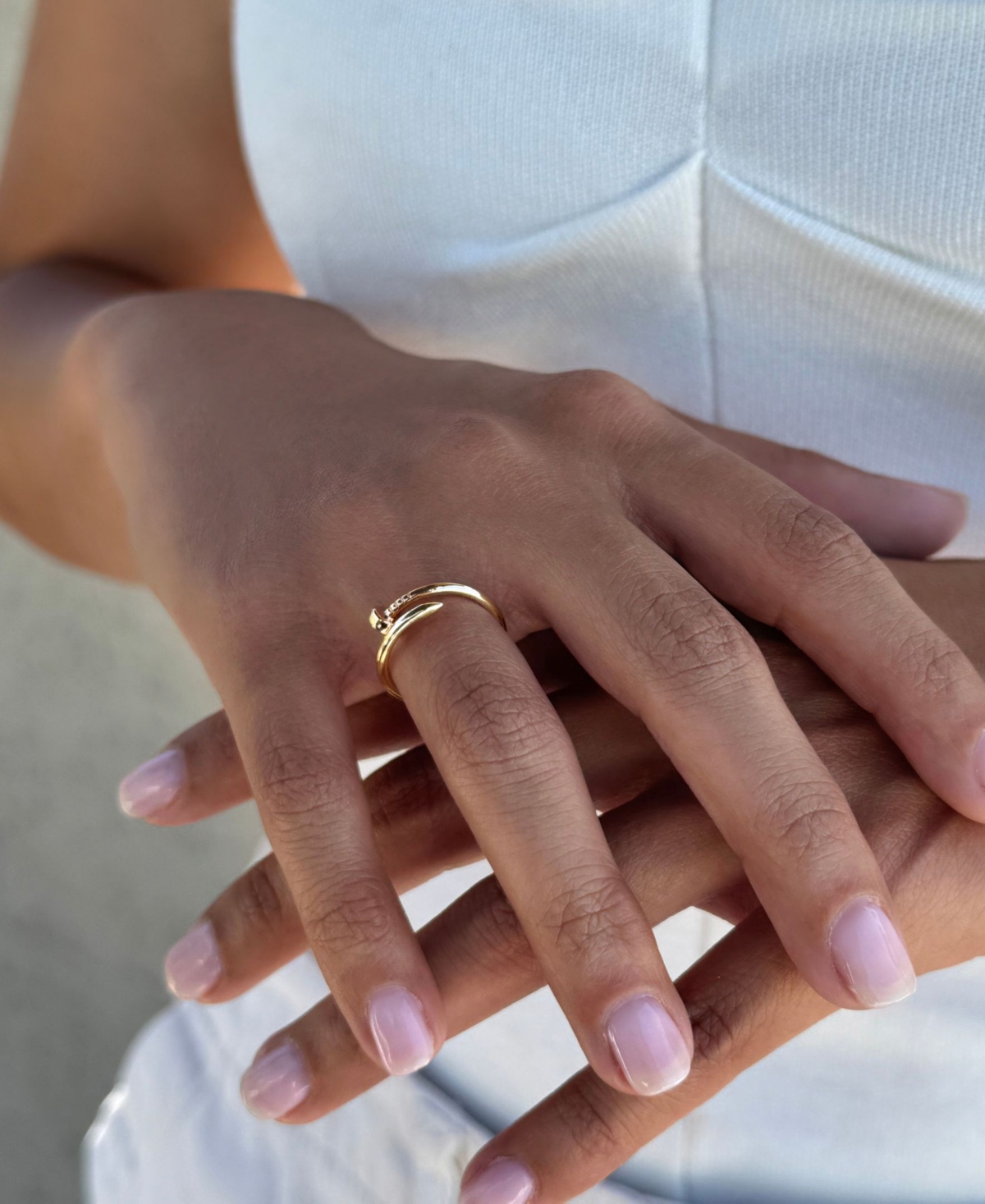 Adornia 14k Yellow Gold Plated Nail Ring In Multi