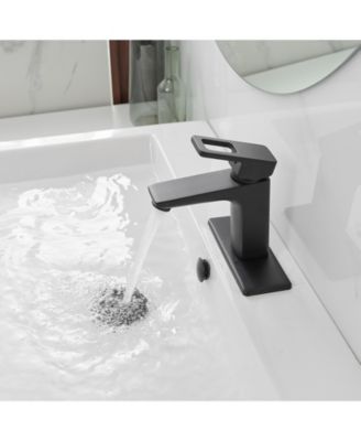 Single Hole Single-Handle Bathroom Faucet with drain in Matte Black