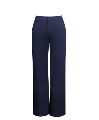 Women Yanin Navy Low-Rise Straight Leg Pants