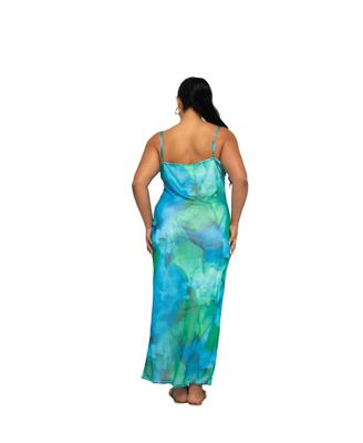 Women's Curve Strappy Abstract Print Maxi Dress