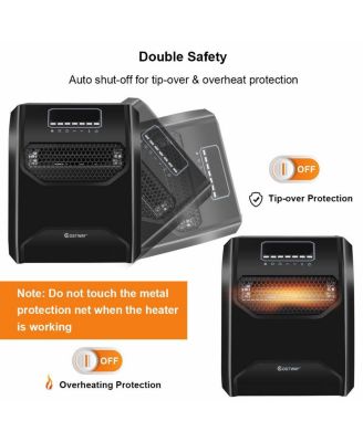 Portable Electric Space Heater 1500W 12H Timer LED Remote Control Room Office