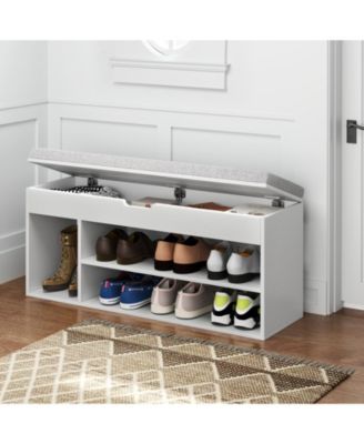 Shoe Bench Home Entryway Shoes Storage Bench w/ Padded Seat & Hidden Storage