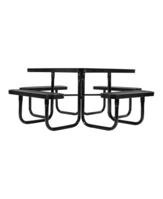 Outdoor Square Steel Picnic Table Weather Resistant Patio Dining Furniture Set