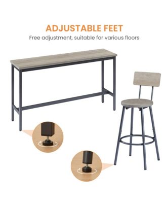 Long Bar Table Set with 3 Upholstered Stools for Kitchen, Dining or Banquet Hall