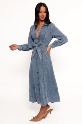 Emberly Long Sleeve Maxi Dress Women's Denim XL