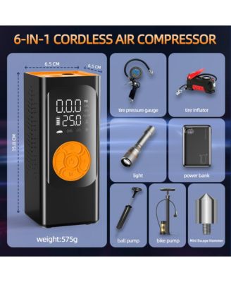 Tire Inflator Portable Air Compressor, Air Pump, Cordless Pump with Digital Pressure Gauge, LED Light and Auto Shut-Off Function