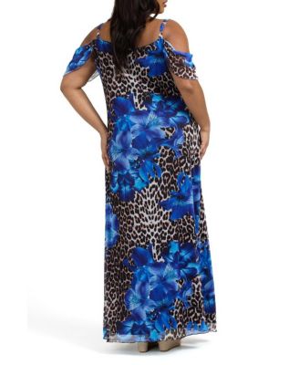 Women's Leopard Print And Floral Maxi Dress