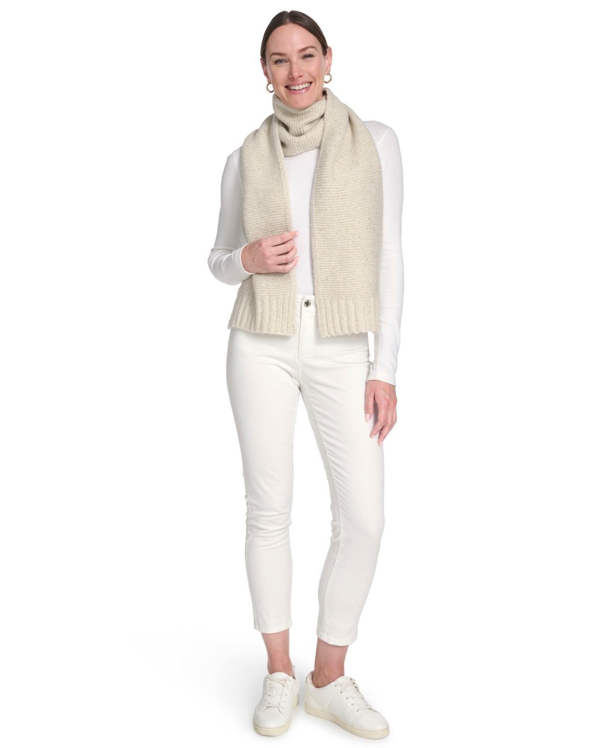 Calvin Klein 2-piece Mini Sequin Hat And Scarf Set In Neutral
