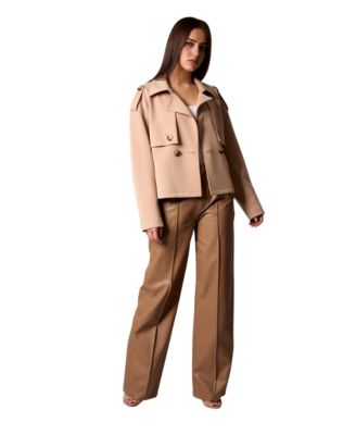 Women's Cropped Scuba Belted Trench Coat