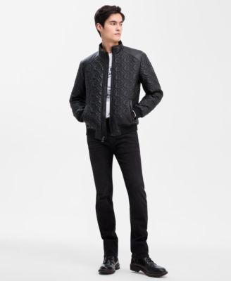 Men's G Chain Quilted Faux Leather Jacket