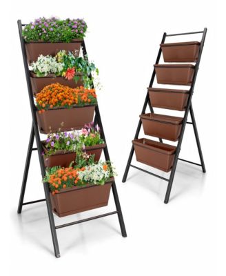 5-Tier Vertical Garden Planter Box Elevated Raised Bed with 5 Containers
