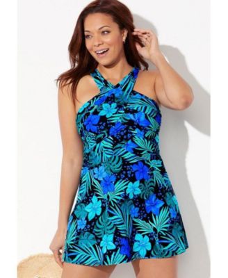Women's High Neck Wrap Swimdress