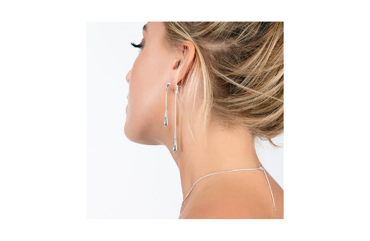 Lucy Quartermaine Double Drop Earrings front and back in gold vermeil