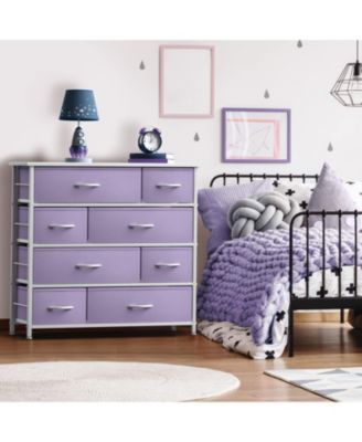 Dresser with 8 Drawers - Storage Chest Organizer with Steel Frame, Wood Top, Handles, Fabric Bins