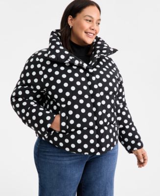 On 34th Trendy Plus Size Polka-Dot Puffer Jacket, Macy's Exclusive