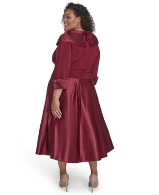 Plus Size Rhinestone Cuff Sleeve Midi Dress