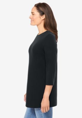 Plus Size Perfect Three-Quarter Sleeve Crewneck Tee
