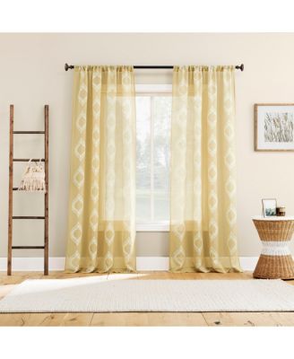 Rivalie Embroidered Medallion Sheer Rod Pocket Curtain Panel