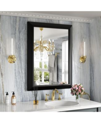 Bathroom Mirror, 32" x 24" Inch Thick Metal Framed Wall Mirrors for Over Sink, Bedroom, Living Room, Entryway, Rectangle Wall-Mounted Mirrors in Black(Horizontal/Vertical)