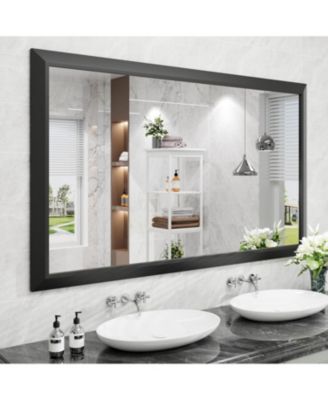 Bathroom Mirror, 60" x 36" Inch Thick Metal Framed Wall Mirrors for Over Sink, Bedroom, Living Room, Entryway, Rectangle Wall-Mounted Mirrors in Black(Horizontal/Vertical)