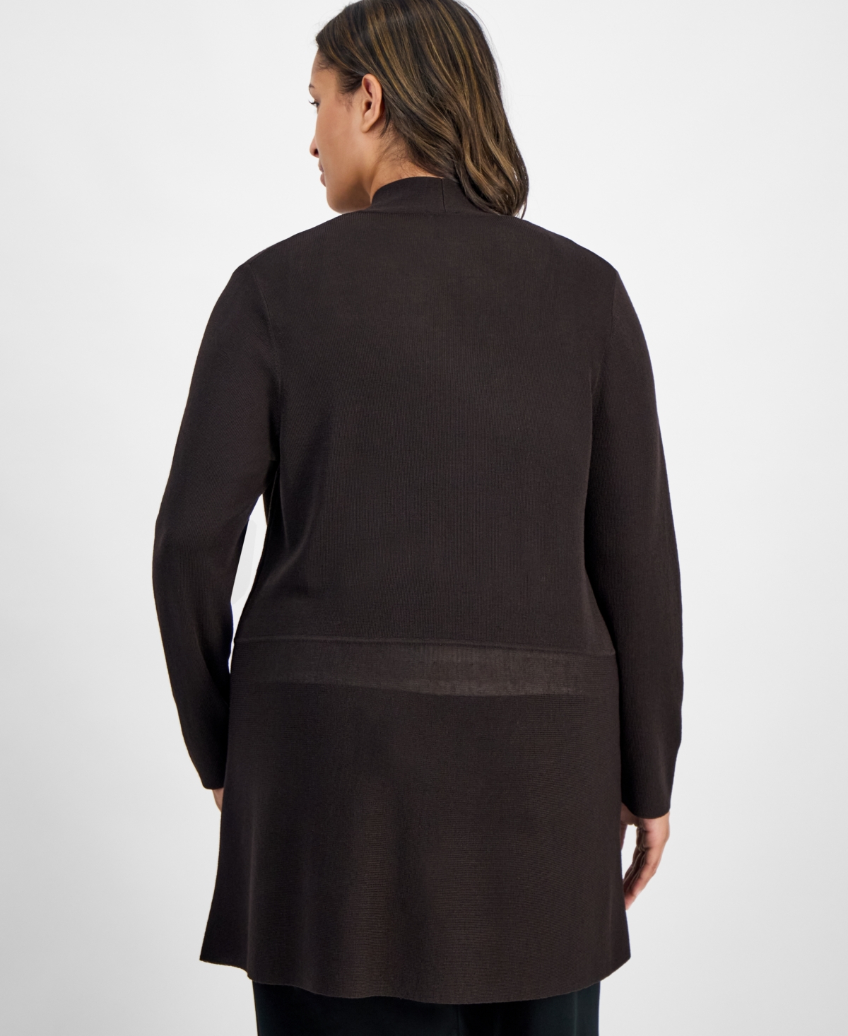 Anne Klein Plus Size Monteray Open-front Cardigan In Brown