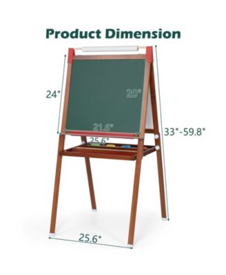 26" Wide 3 in 1 Kids Easel Height Adjustable Art Easel with Chalkboard, Whiteboard & Paper Roll