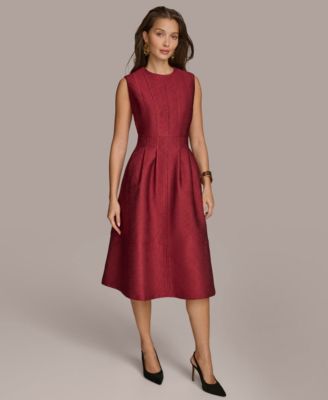 Donna Karan New York - Women's Jacquard Solid Fit and Flare Dress