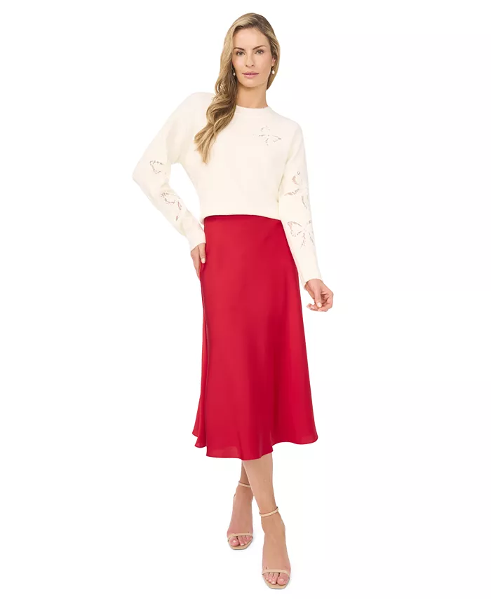 Women's Crewneck Lace Bow Long-Sleeve Sweater - thumbnail 2