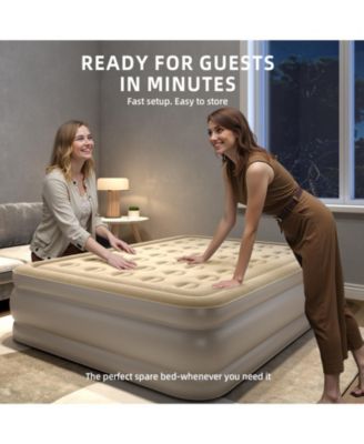 18-Inch Queen Air Mattress Elevated Inflatable Bed with Built-in Electric Pump