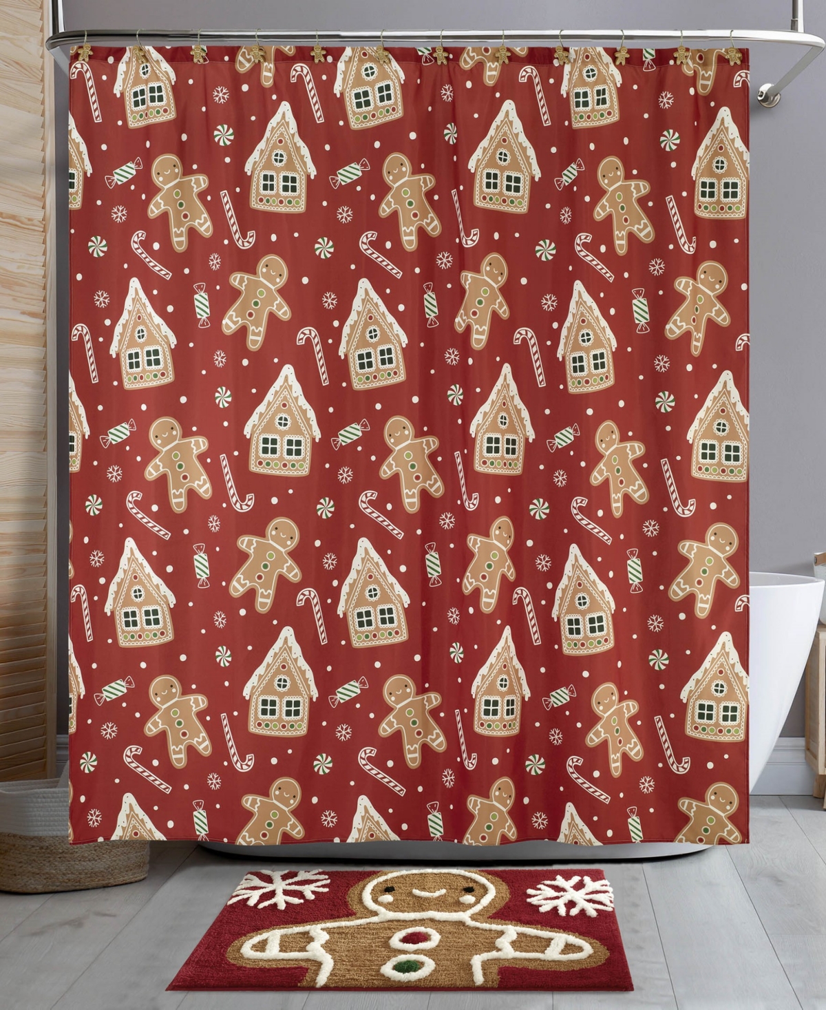 Avanti Gingerbread Man Polyester Bath Rug, 30" X 20" In Multi