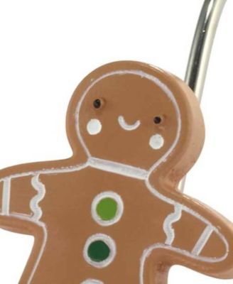 Gingerbread Man Resin Shower Hooks, Set of 12