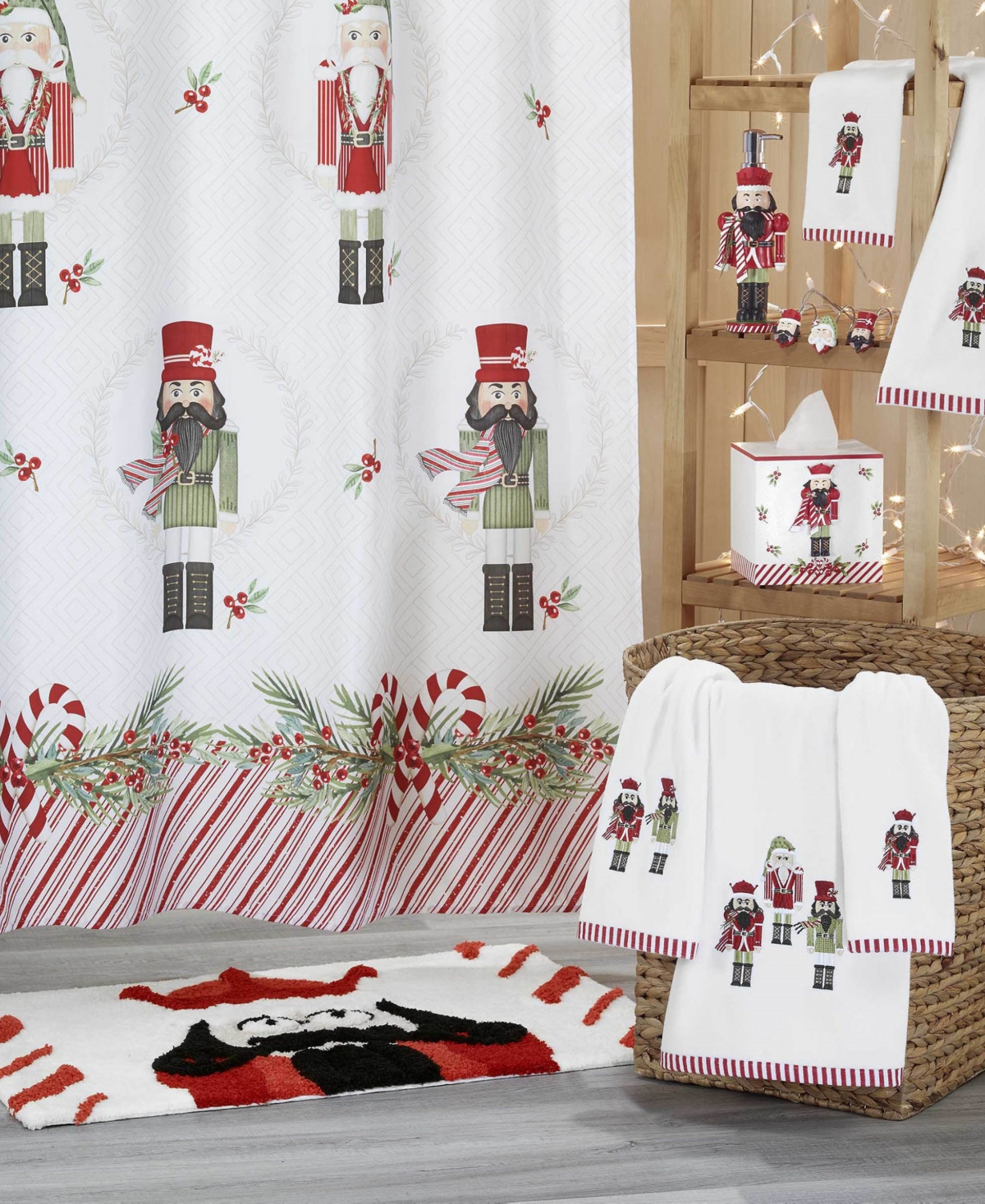 Avanti Peppermint Nutcracker Resin Shower Hooks, Set Of 12 In Multi