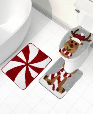 Holiday Reindeer 3-Pc. Polyester Bath Rug Set