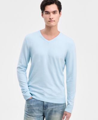 Men's Solid V-Neck Cotton Sweater