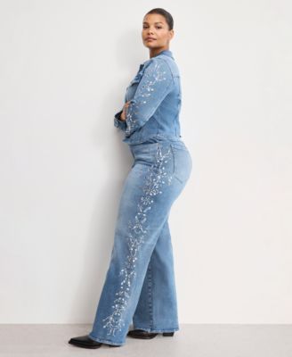 Women's Dolly Joleans Crystal Wide Leg Jeans, Regular & Plus Size