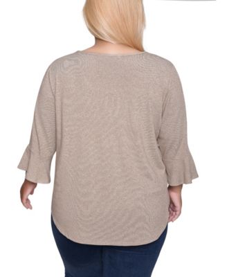 Plus Size 3/4 Bell Sleeve Top