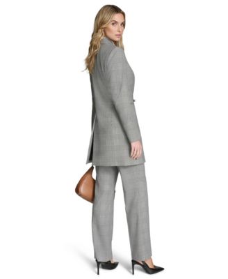 Women's Houndstooth One-Button Long Jacket