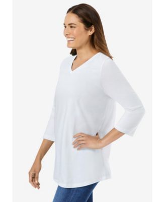 Plus Size Perfect Three-Quarter Sleeve V-Neck Tee