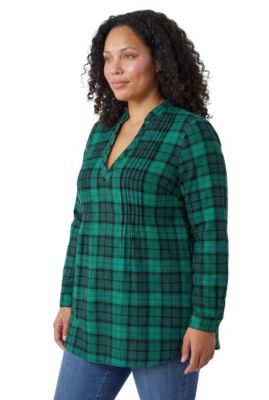 Plus Size Flannel Tunic With Layered Look