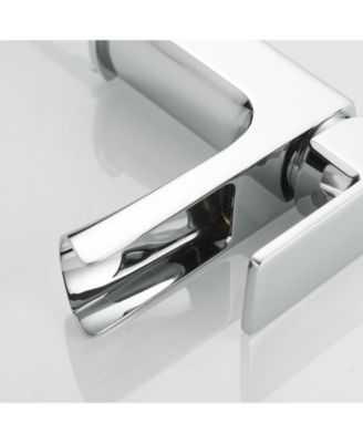 Drip-Free Waterfall Low-Arc Single Handle Modern Bathroom Sink Faucet with Drain Assembly