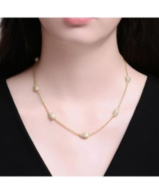 Two-Toned with Clear Cubic Zirconia Station Necklace