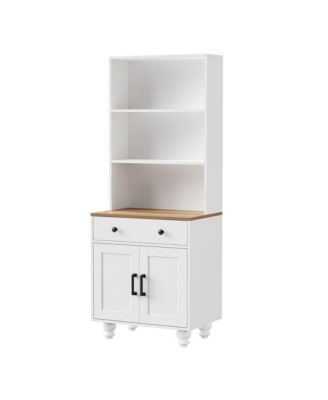 Farmhouse Storage Cabinet with Adjustable Shelves and Drawer for Kitchen or Living Room