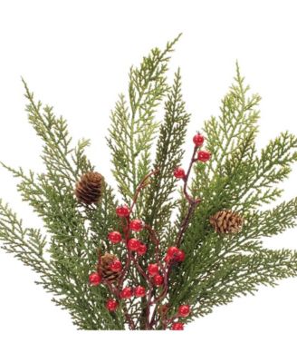 Pine and Berry Spray for Festive Holiday Decor (Set of 6)