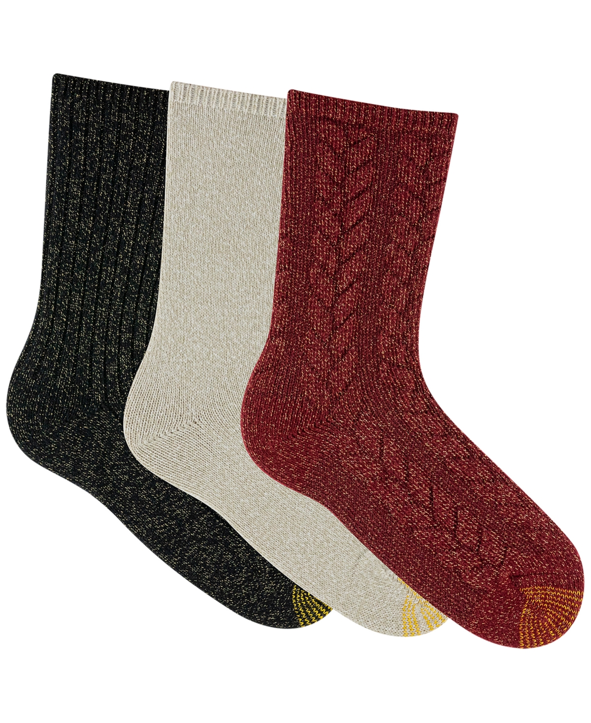 Gold Toe Women's 3-Pack Chunky Cable Crew Socks