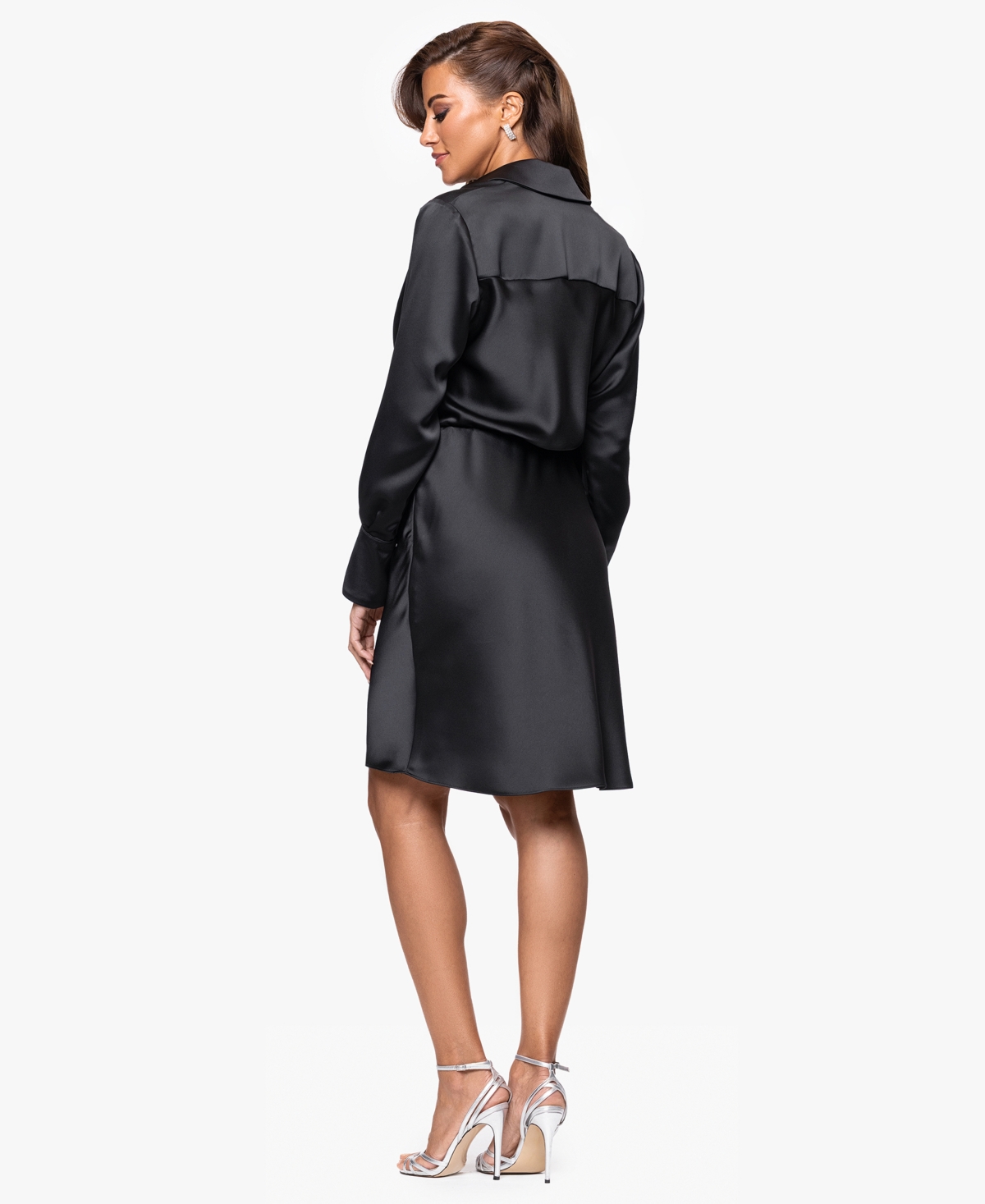 Xscape Women's Long Sleeve Midi Dress In Black