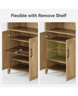 70.9 Inches Tall Arched Kitchen Pantry, 8-Tier Pantry Cabinet with Doors & Adjustable Shelves