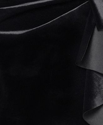 Women's Halter Neck Side Ruched Velvet Gown