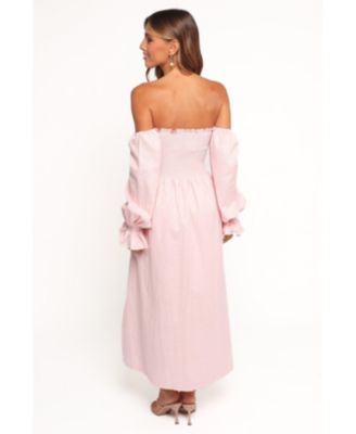 Women's Domenica Shirred Long Sleeve Midi Dress - Pink