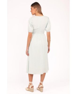 Women's Ronnie Short Sleeve Midi Dress - Green Blue Stripe
