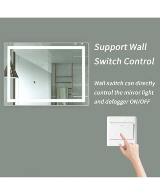 40 x 32 inch LED Lighted Bathroom Mirror, Wall Mounted Dimmable Makeup Vanity Mirror, Tempered Glass Anti-Fog Mirror, 3-Color Adjustable Warm/Natural/White Light, Horizonal & Vertical, ETL Listed